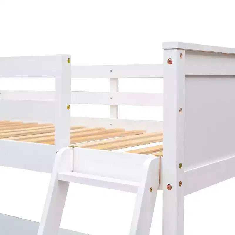 Cama alta moderna individual Luxystar con escritorio integrado y estantes de almacenamiento,