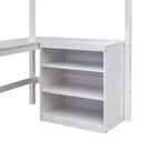 Cama alta moderna individual Luxystar con escritorio integrado y estantes de almacenamiento,