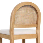 Nathan James Bailey Taburete de bar con respaldo curvado de altura de mostrador, madera natural de roble, ratán crema bouclé: tapizado, capacidad de 136 kg