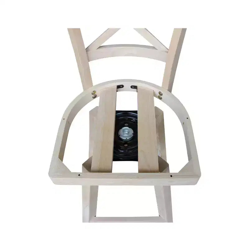Taburete de barra Charlotte con altura de mostrador, giratorio y retorno automático sin terminar - International Concepts: Estructura de madera, diseño de respaldo en X, limpieza localizada