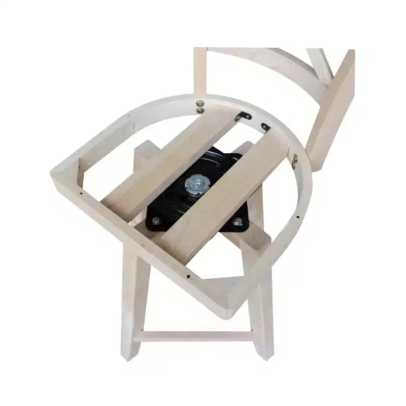 Taburete de barra Charlotte con altura de mostrador, giratorio y retorno automático sin terminar - International Concepts: Estructura de madera, diseño de respaldo en X, limpieza localizada