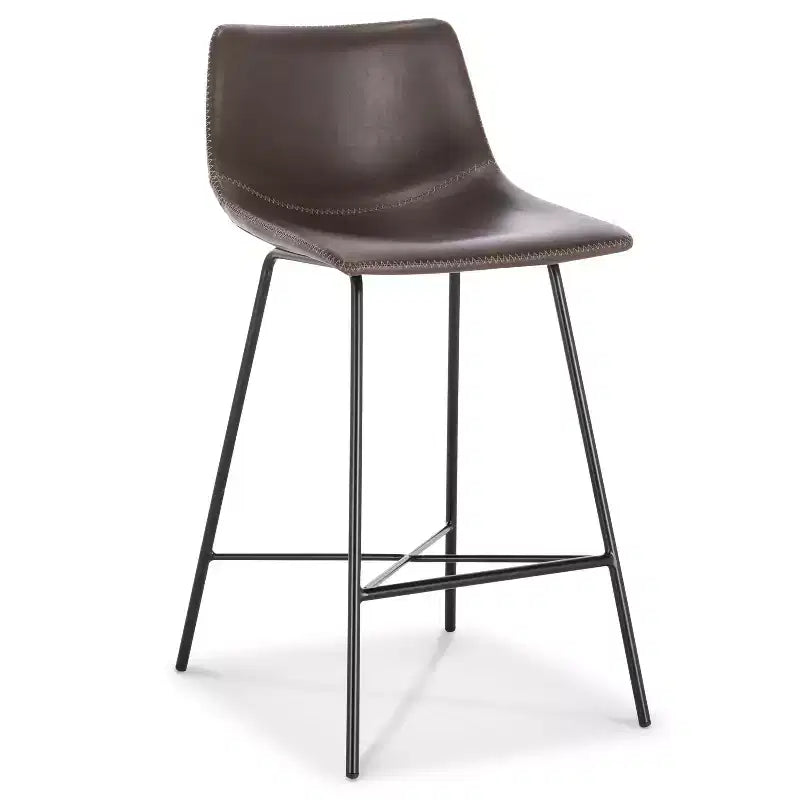 Poly & Bark Juego de 3 taburetes de bar Paxton de 61 cm de altura, color marrón: tapizados, estructura de acero, diseño moderno