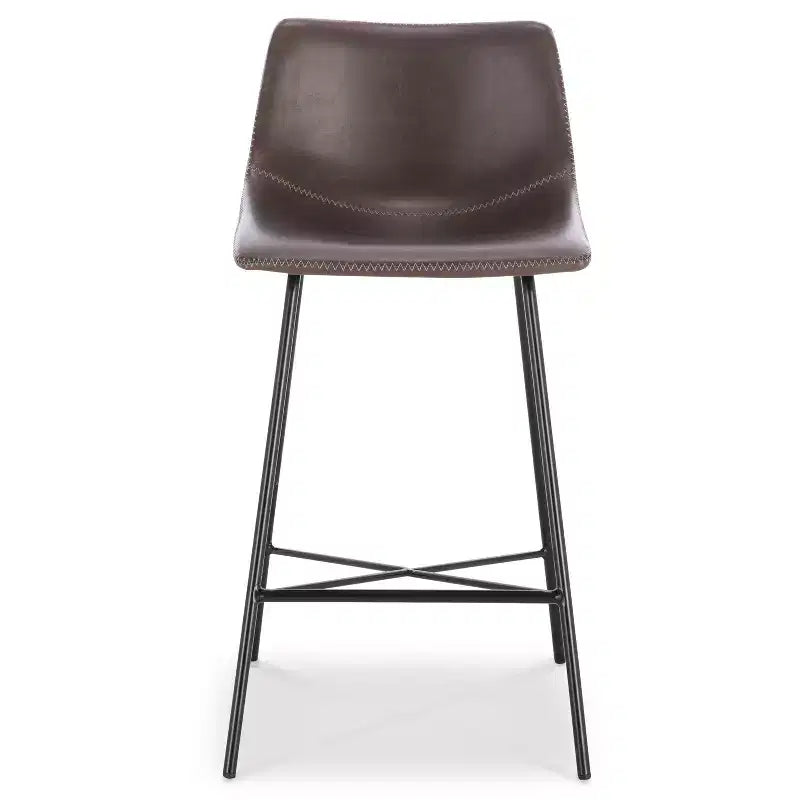 Poly & Bark Juego de 3 taburetes de bar Paxton de 61 cm de altura, color marrón: tapizados, estructura de acero, diseño moderno