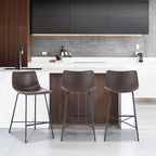 Poly & Bark Juego de 3 taburetes de bar Paxton de 61 cm de altura, color marrón: tapizados, estructura de acero, diseño moderno