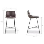 Poly & Bark Juego de 3 taburetes de bar Paxton de 61 cm de altura, color marrón: tapizados, estructura de acero, diseño moderno