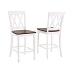 Set of 2 Shelby Counter Height Barstools Distressed White - Crosley: Rubberwood Frame, Non-Upholstered, Traditional Design