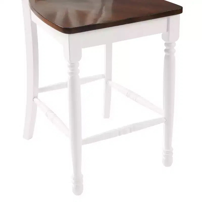 Juego de 2 taburetes de bar de altura de mostrador Shelby, blanco envejecido - Crosley: Estructura de madera de caucho, sin tapizar, diseño tradicional