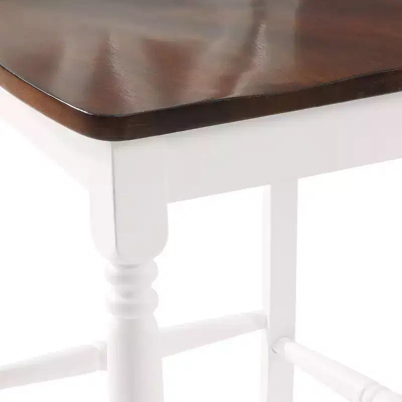 Juego de 2 taburetes de bar de altura de mostrador Shelby, blanco envejecido - Crosley: Estructura de madera de caucho, sin tapizar, diseño tradicional