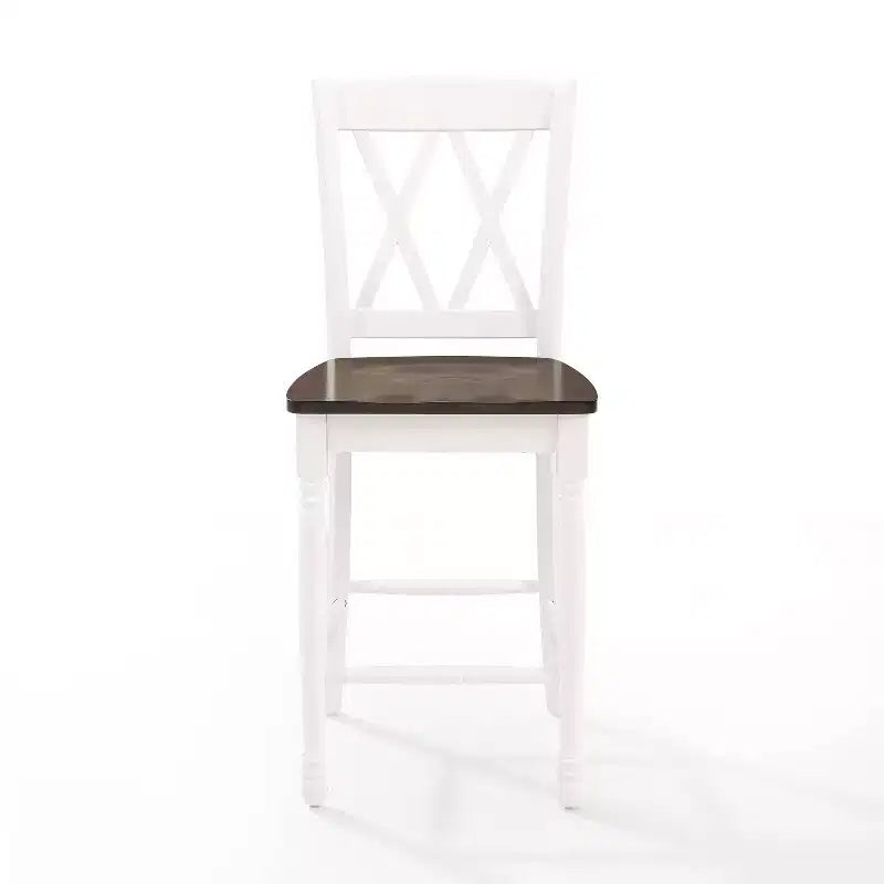 Juego de 2 taburetes de bar de altura de mostrador Shelby, blanco envejecido - Crosley: Estructura de madera de caucho, sin tapizar, diseño tradicional