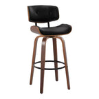 Juego de 2 taburetes de bar Lombardi Nogal/Negro - LumiSource: Altura fija de mediados de siglo, capitoné, asiento de 30.5"