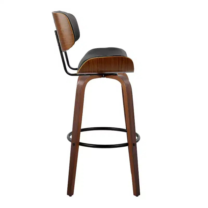 Juego de 2 taburetes de bar Lombardi Nogal/Negro - LumiSource: Altura fija de mediados de siglo, capitoné, asiento de 30.5"