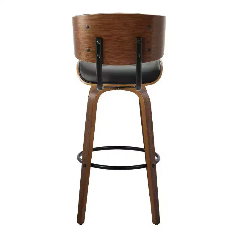 Juego de 2 taburetes de bar Lombardi Nogal/Negro - LumiSource: Altura fija de mediados de siglo, capitoné, asiento de 30.5"