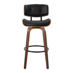 Juego de 2 taburetes de bar Lombardi Nogal/Negro - LumiSource: Altura fija de mediados de siglo, capitoné, asiento de 30.5"