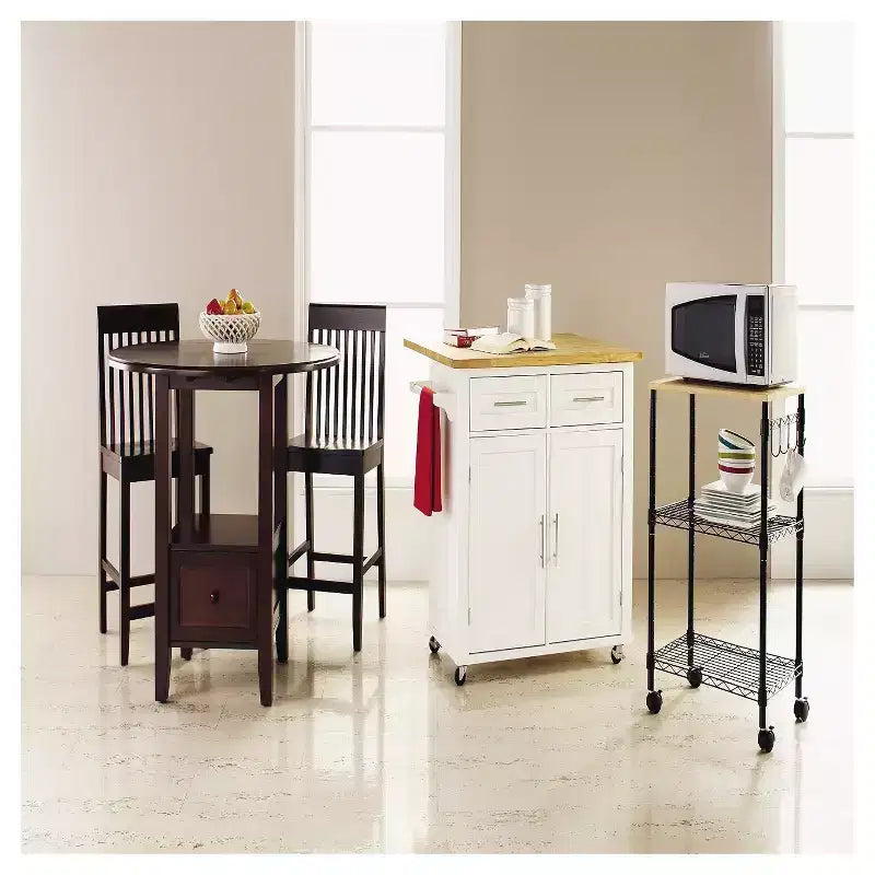 Carro para microondas negro - Room Essentials™: Almacenamiento utilitario con ruedas con seguro, 34" de altura