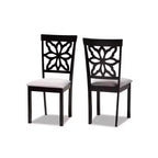 2pc Samwell Fabric Upholstered and Wood Dining Chairs Gray/Dark Brown - Baxton Studio