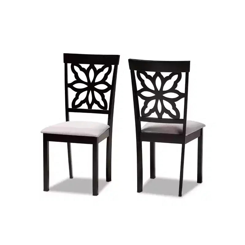 2pc Samwell Fabric Upholstered and Wood Dining Chairs Gray/Dark Brown - Baxton Studio