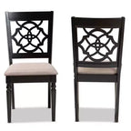Juego de 2 sillas de comedor de tela Renaud con diseño de respaldo calado - Baxton Studio: madera de roble, acolchado de espuma