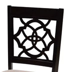 Juego de 2 sillas de comedor de tela Renaud con diseño de respaldo calado - Baxton Studio: madera de roble, acolchado de espuma