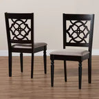 Juego de 2 sillas de comedor de tela Renaud con diseño de respaldo calado - Baxton Studio: madera de roble, acolchado de espuma