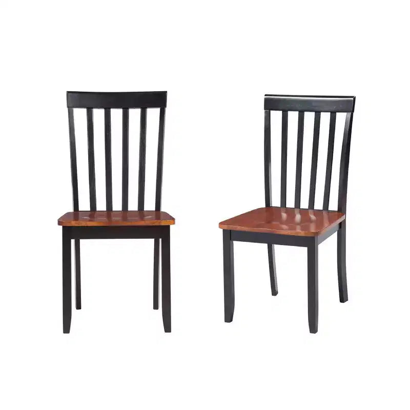 Sillas de Comedor Bloomington Negras y Cereza (Juego de 2) - Boraam: Madera de caucho maciza, Sin brazos, Capacidad de 136 kg, Respaldo de listones