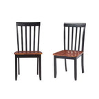 Sillas de Comedor Bloomington Negras y Cereza (Juego de 2) - Boraam: Madera de caucho maciza, Sin brazos, Capacidad de 136 kg, Respaldo de listones