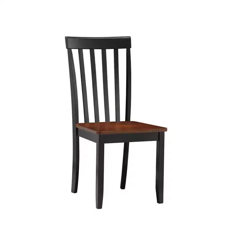 Sillas de Comedor Bloomington Negras y Cereza (Juego de 2) - Boraam: Madera de caucho maciza, Sin brazos, Capacidad de 136 kg, Respaldo de listones