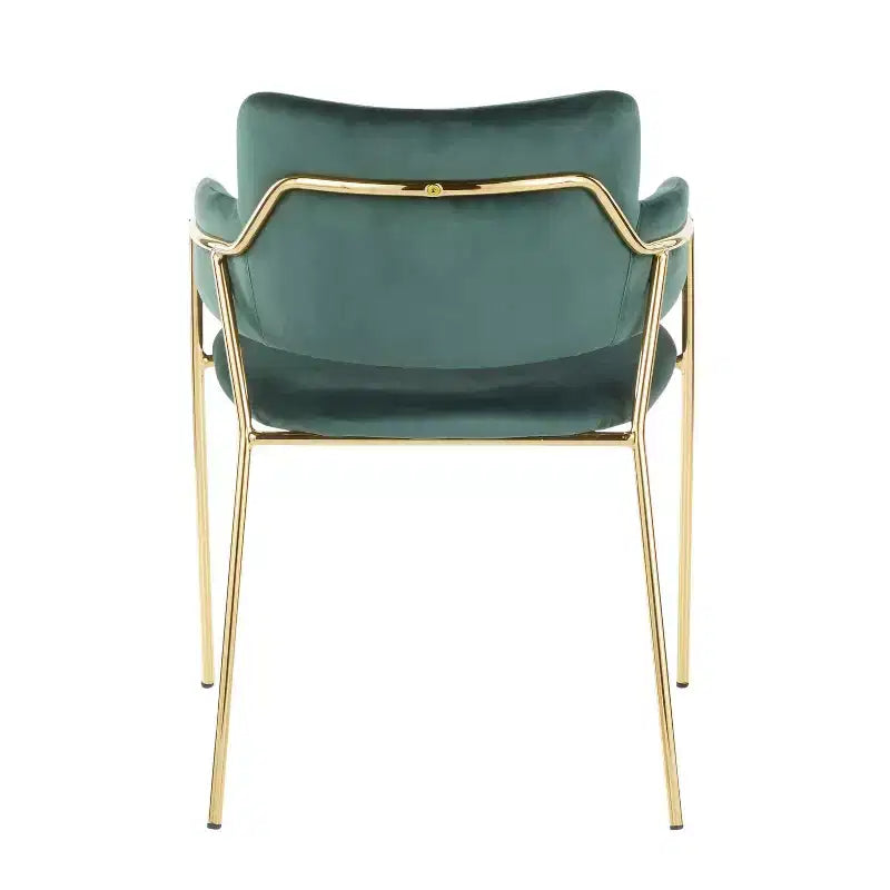Juego de 2 sillas contemporáneas Napoli, doradas/terciopelo verde esmeralda - LumiSource: cromado, patas metálicas, protectores de suelo