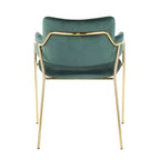 Juego de 2 sillas contemporáneas Napoli, doradas/terciopelo verde esmeralda - LumiSource: cromado, patas metálicas, protectores de suelo