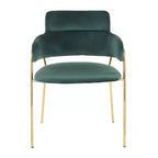 Juego de 2 sillas contemporáneas Napoli, doradas/terciopelo verde esmeralda - LumiSource: cromado, patas metálicas, protectores de suelo