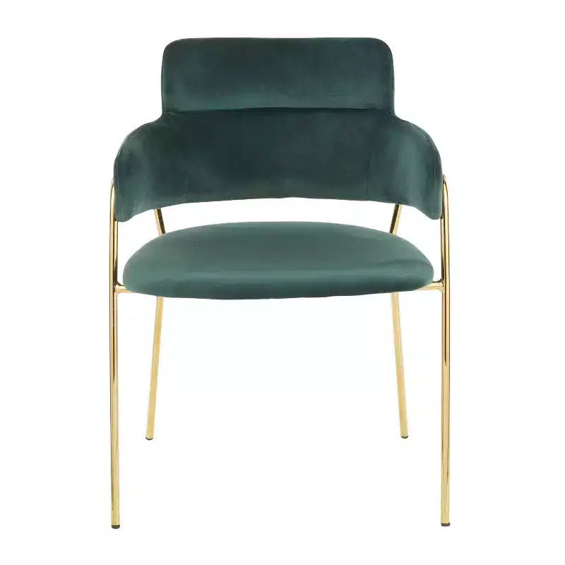 Juego de 2 sillas contemporáneas Napoli, doradas/terciopelo verde esmeralda - LumiSource: cromado, patas metálicas, protectores de suelo