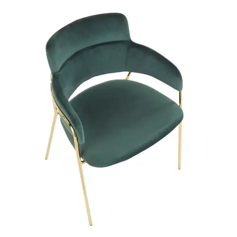 Juego de 2 sillas contemporáneas Napoli, doradas/terciopelo verde esmeralda - LumiSource: cromado, patas metálicas, protectores de suelo