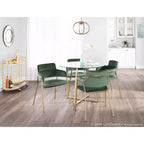 Juego de 2 sillas contemporáneas Napoli, doradas/terciopelo verde esmeralda - LumiSource: cromado, patas metálicas, protectores de suelo