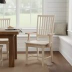 Silla Auxiliar Mission con Brazos sin Acabado - International Concepts: Madera Maciza, Respaldo de Listones, Muebles de Cocina