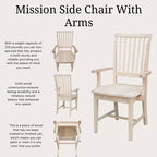 Silla Auxiliar Mission con Brazos sin Acabado - International Concepts: Madera Maciza, Respaldo de Listones, Muebles de Cocina
