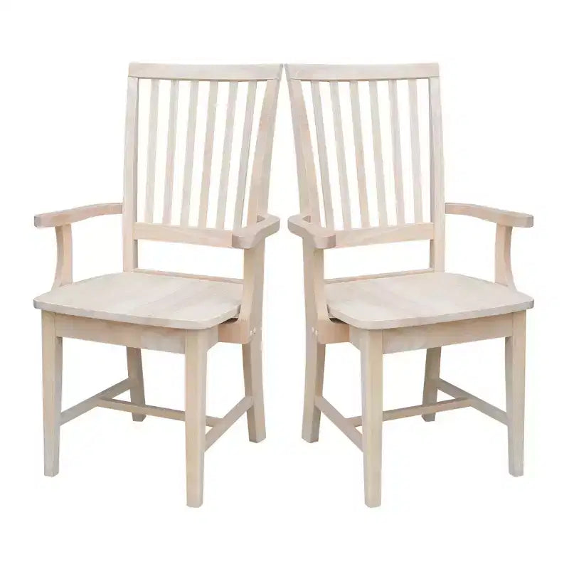 Silla Auxiliar Mission con Brazos sin Acabado - International Concepts: Madera Maciza, Respaldo de Listones, Muebles de Cocina