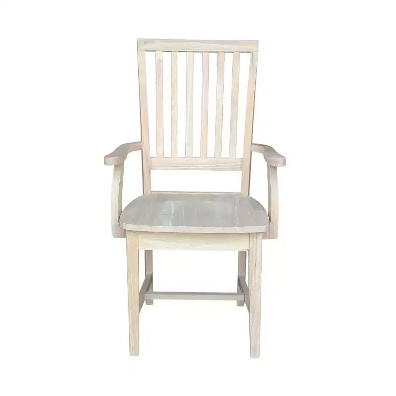 Silla Auxiliar Mission con Brazos sin Acabado - International Concepts: Madera Maciza, Respaldo de Listones, Muebles de Cocina