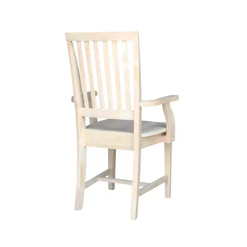 Silla Auxiliar Mission con Brazos sin Acabado - International Concepts: Madera Maciza, Respaldo de Listones, Muebles de Cocina