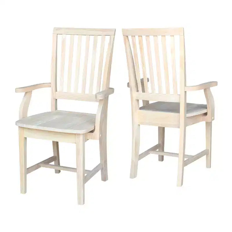 Silla Auxiliar Mission con Brazos sin Acabado - International Concepts: Madera Maciza, Respaldo de Listones, Muebles de Cocina