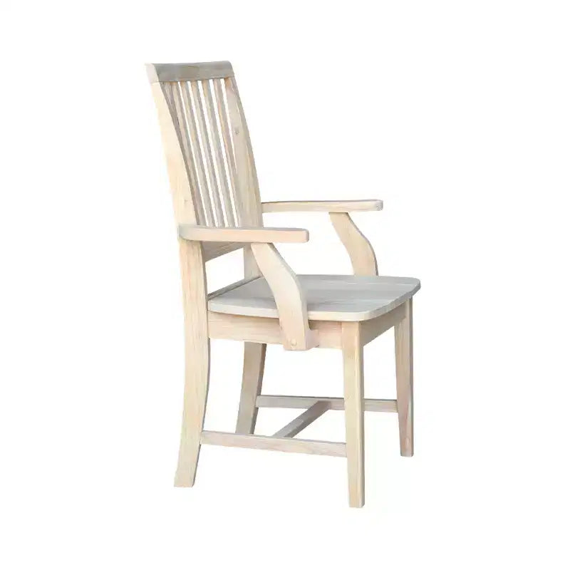 Silla Auxiliar Mission con Brazos sin Acabado - International Concepts: Madera Maciza, Respaldo de Listones, Muebles de Cocina