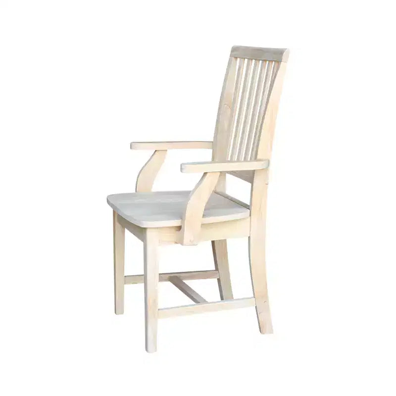Silla Auxiliar Mission con Brazos sin Acabado - International Concepts: Madera Maciza, Respaldo de Listones, Muebles de Cocina