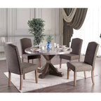 Juego de 2 sillas de comedor de madera acolchadas Silva, gris - HOMES: Inside + Out: Ribete de tachuelas, tapicería de poliéster