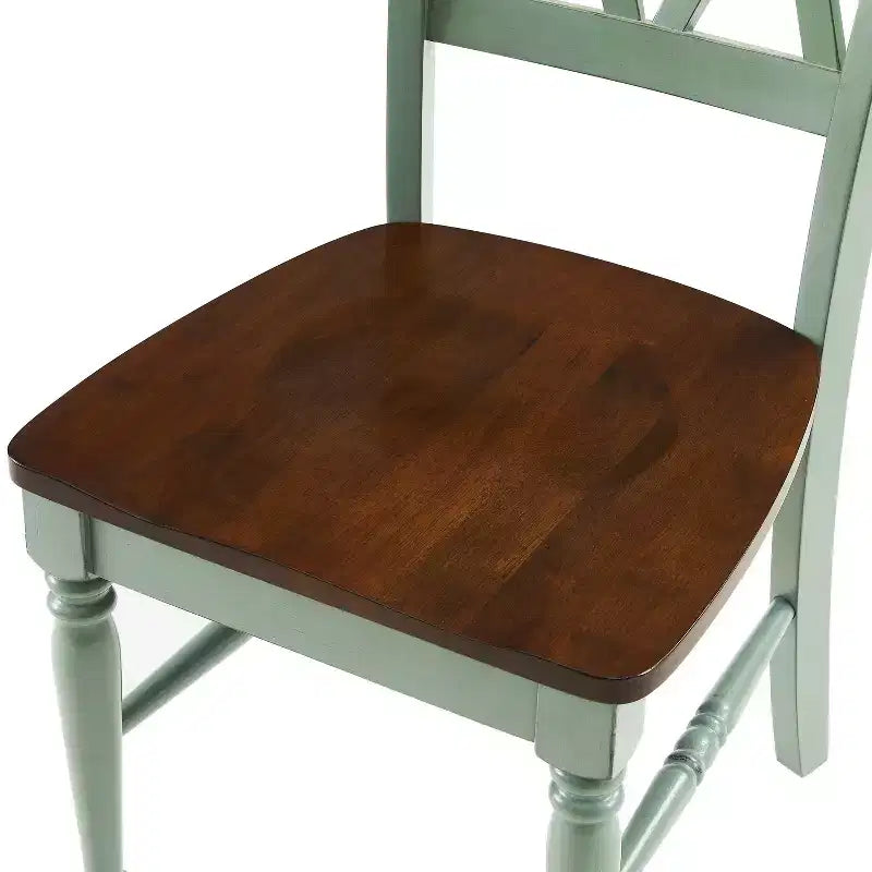 Crosley Shelby Juego de 2 sillas de comedor turquesa envejecido: estructura de madera de caucho, diseño sin brazos, capacidad de 113 kg