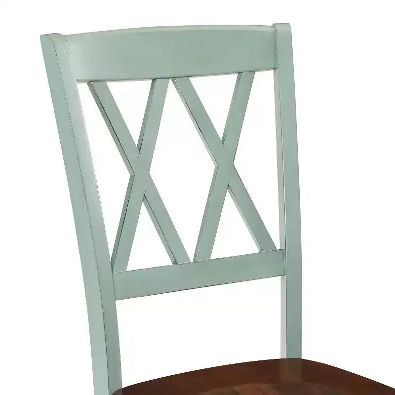 Crosley Shelby Juego de 2 sillas de comedor turquesa envejecido: estructura de madera de caucho, diseño sin brazos, capacidad de 113 kg