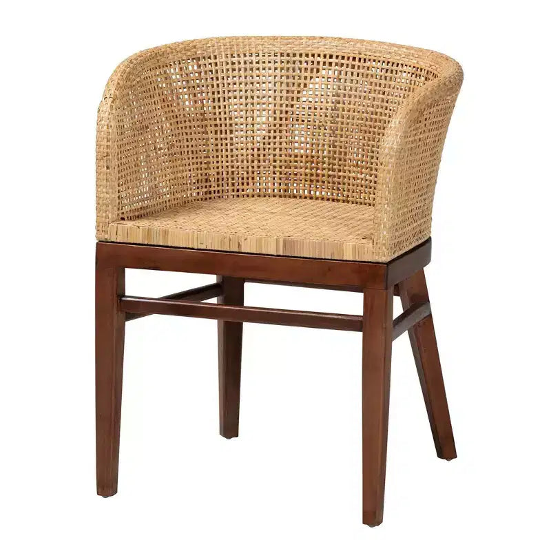 Silla de comedor bali y pari Papúa: estructura de acacia, ratán trenzado, diseño bohemio, requiere montaje