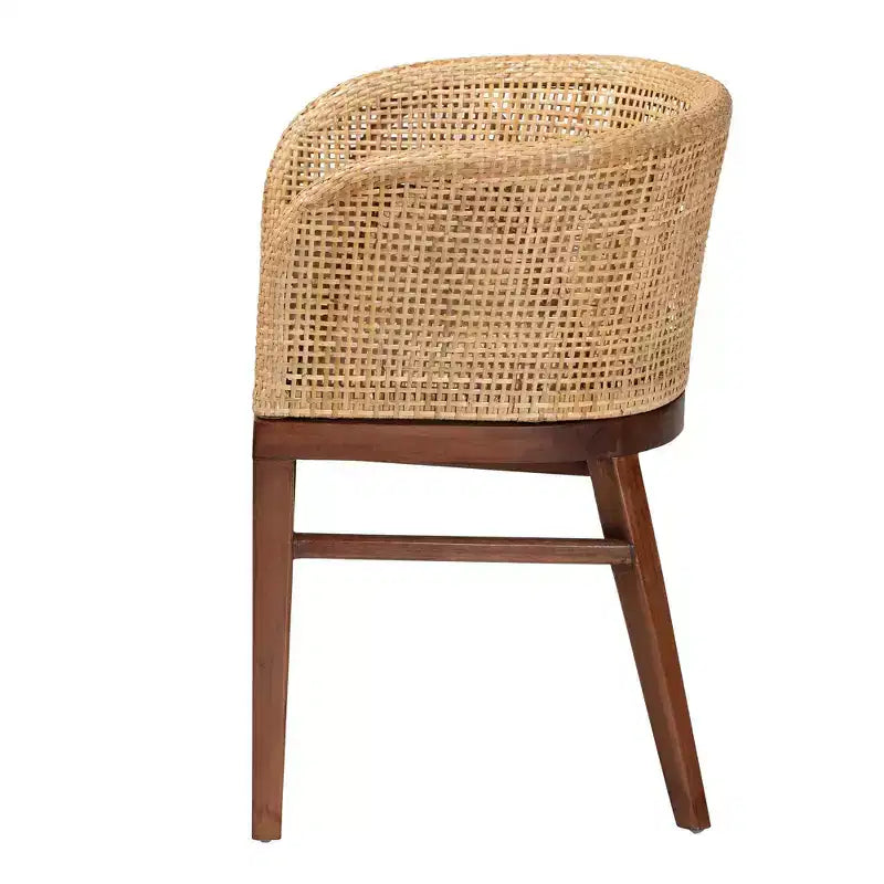 Silla de comedor bali y pari Papúa: estructura de acacia, ratán trenzado, diseño bohemio, requiere montaje