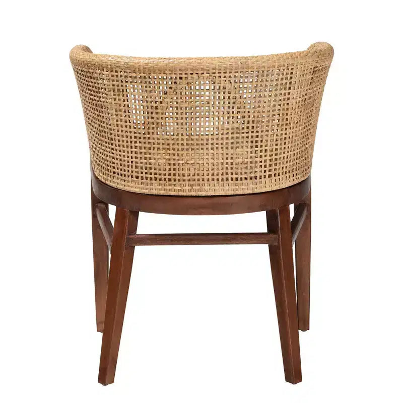 Silla de comedor bali y pari Papúa: estructura de acacia, ratán trenzado, diseño bohemio, requiere montaje