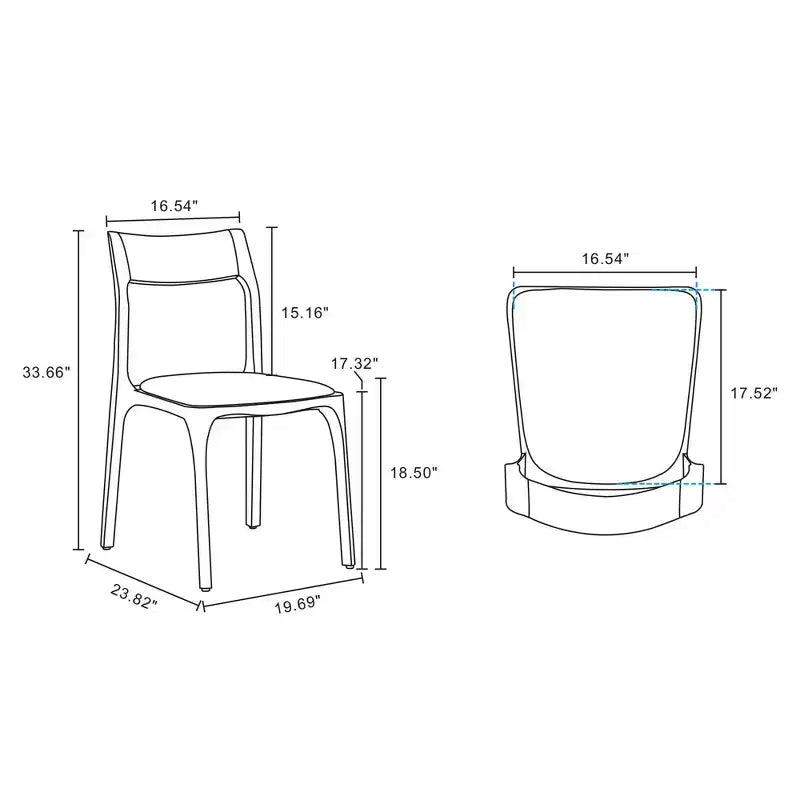 Juego de 2 sillas de comedor apilables tapizadas en piel sintética moderna negras - Manhattan Comfort