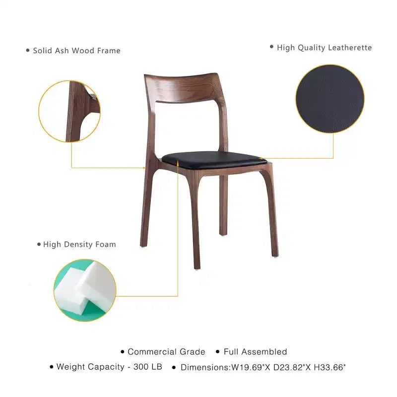 Juego de 2 sillas de comedor apilables tapizadas en piel sintética moderna negras - Manhattan Comfort