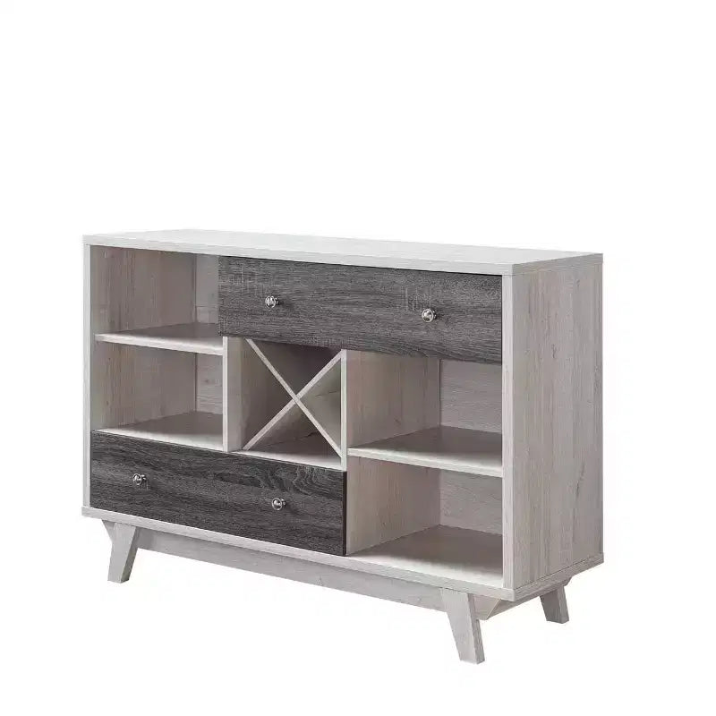 Brassex Jude Servidor de Buffet de Múltiples Niveles con Almacenamiento Roble Blanco/Gris
