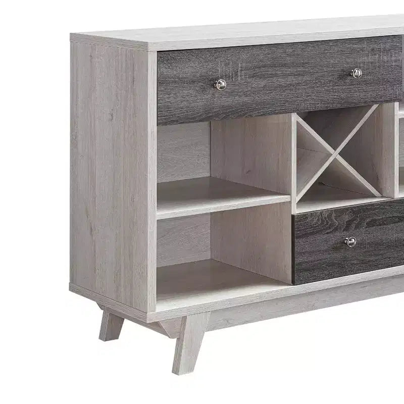 Brassex Jude Servidor de Buffet de Múltiples Niveles con Almacenamiento Roble Blanco/Gris